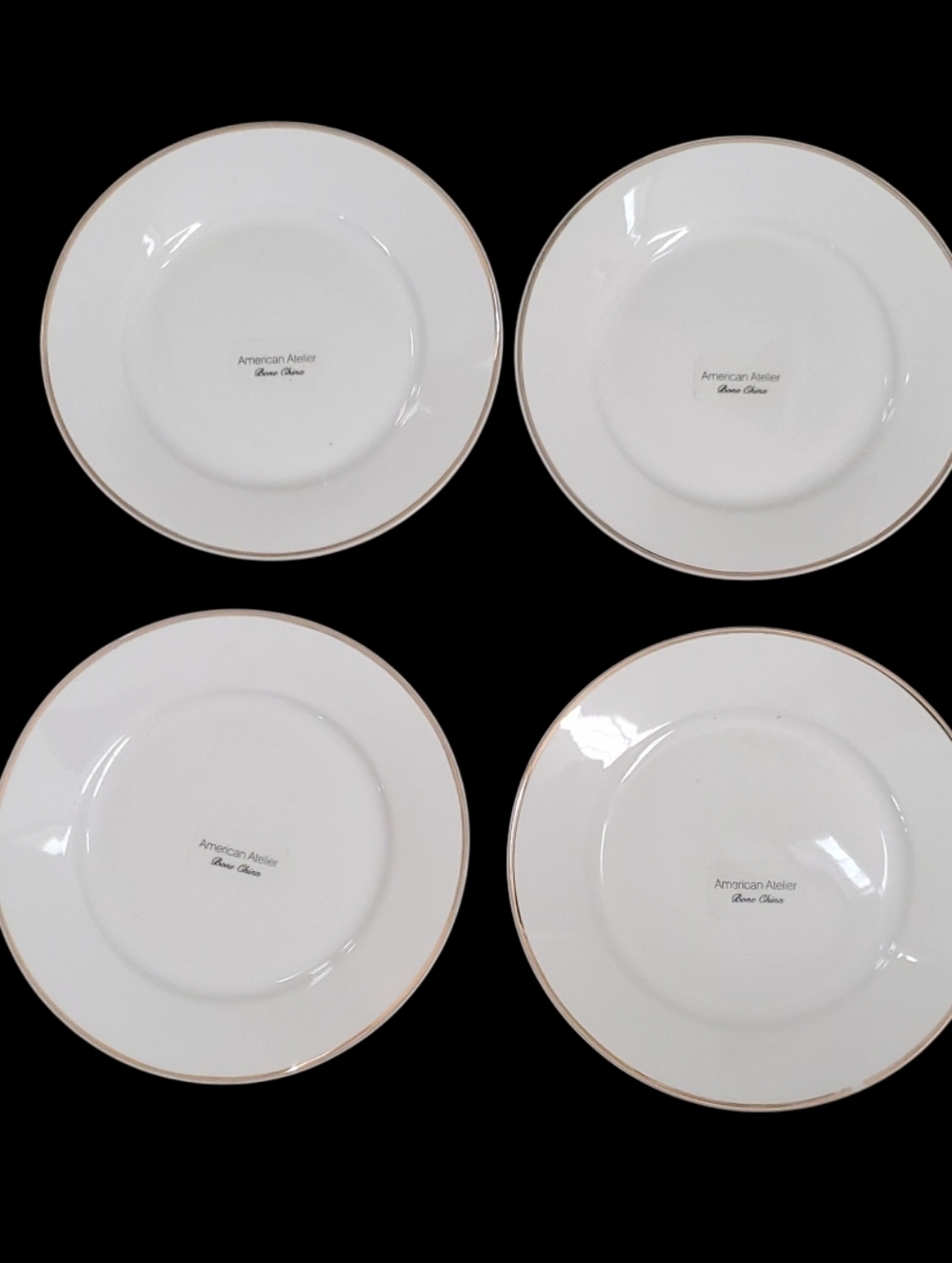 American Atelier Alanna Gold Bone China Set Of 4 Canape Plates